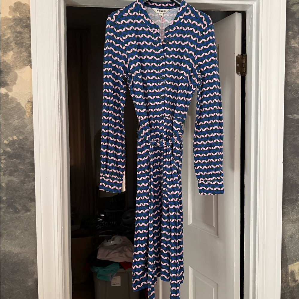 Boden Pink and Green Geometric Dress NWT!